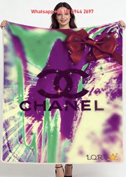 Chanel Inspired Neon Glitch Chanel Bow Flannel Sofa Throw Blanket IMG_7399